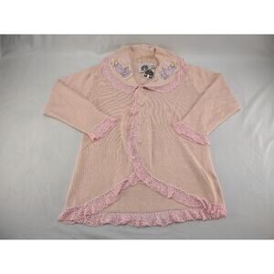New‎ Cardigan Sweater Vintage L Storybook Knits Angels Pink